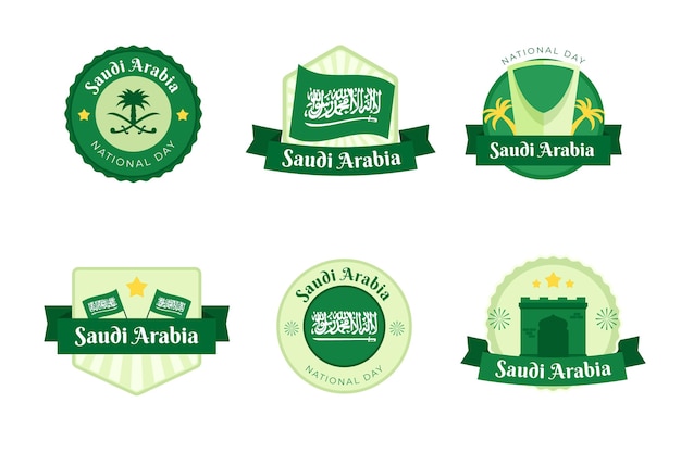 Saudi national day labels collection