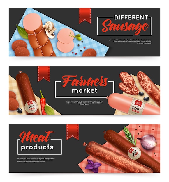 Free Vector  sausage banners set