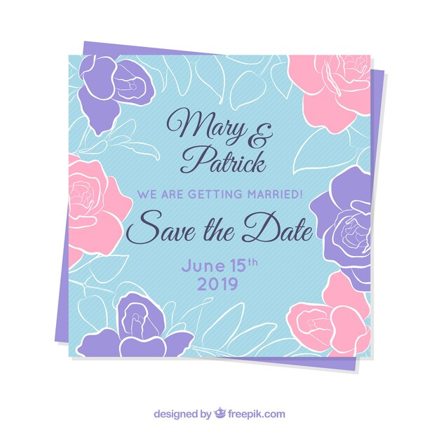 Save the date card with floral ornaments