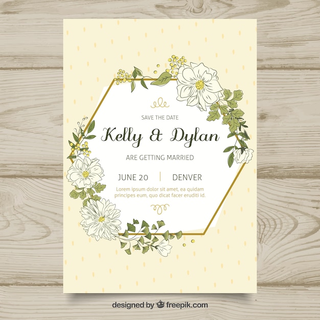 Save the date card with floral style