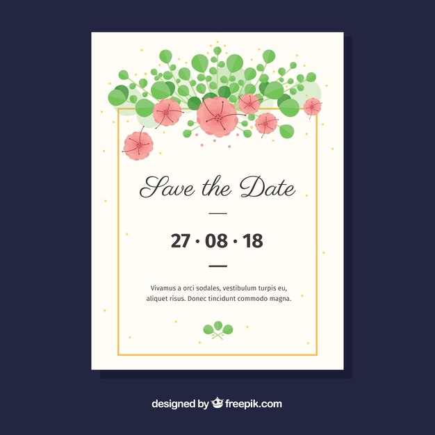 Save the date card with floral style