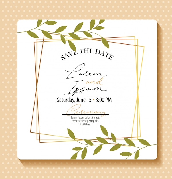 Save the date card with  foliage