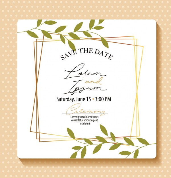 Save the date card with  foliage