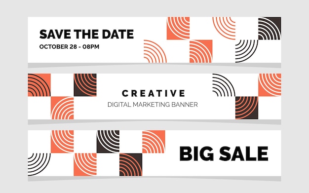 Free Vector save the date creative digital marketing and big sale geometric banner vector illustration