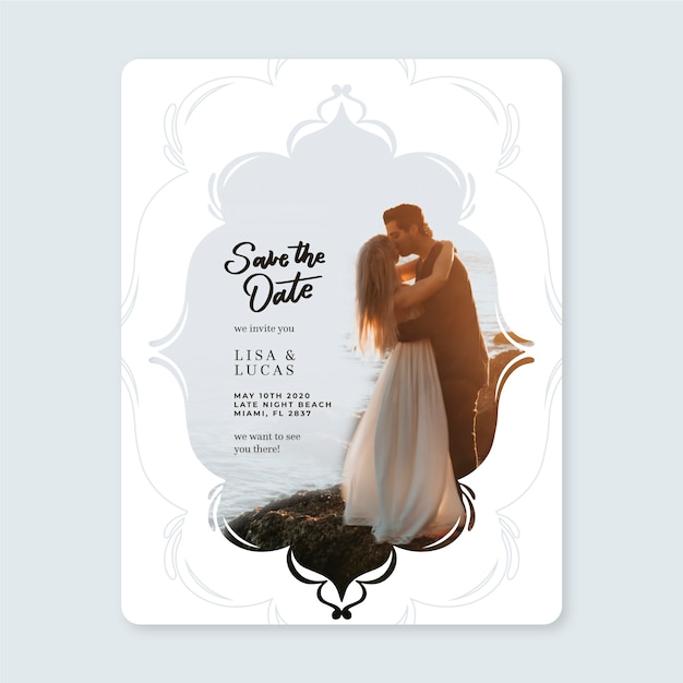 Free Vector save the date invitation with photo