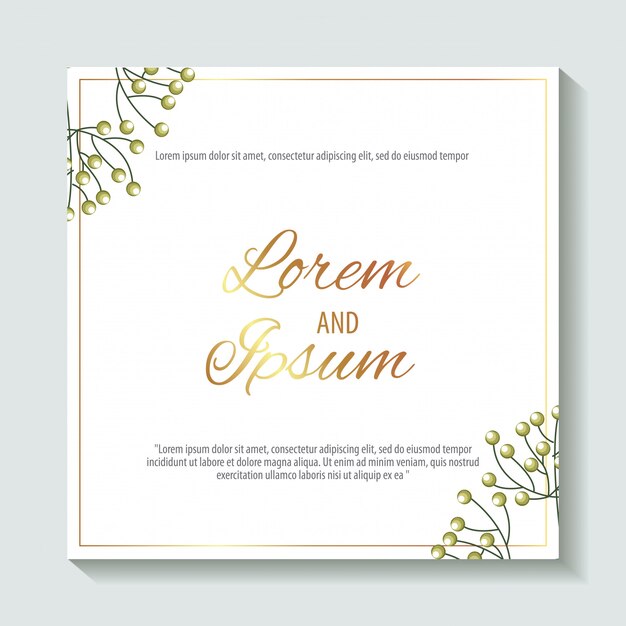 Save the date label with leaves foliage