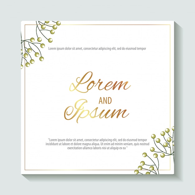 Save the date label with leaves foliage