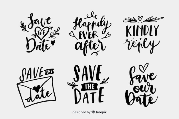 Free Vector save the date lettering collection