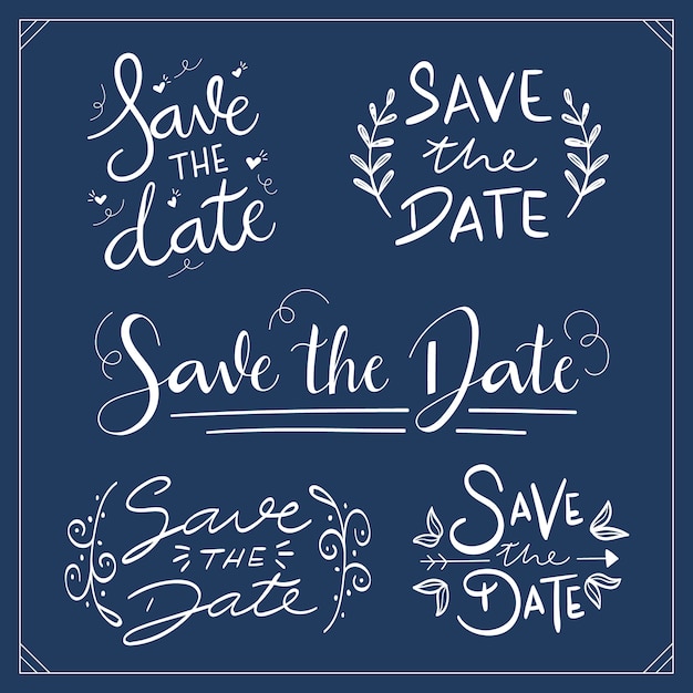 Free Vector save the date lettering collection