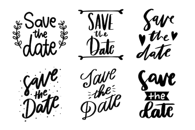 Free Vector save the date lettering collection