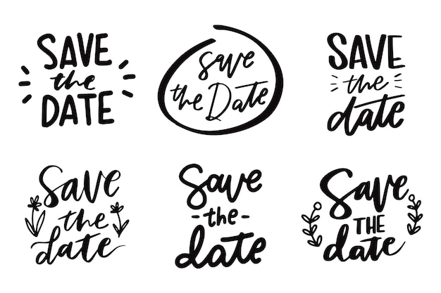 Free Vector save the date lettering collection