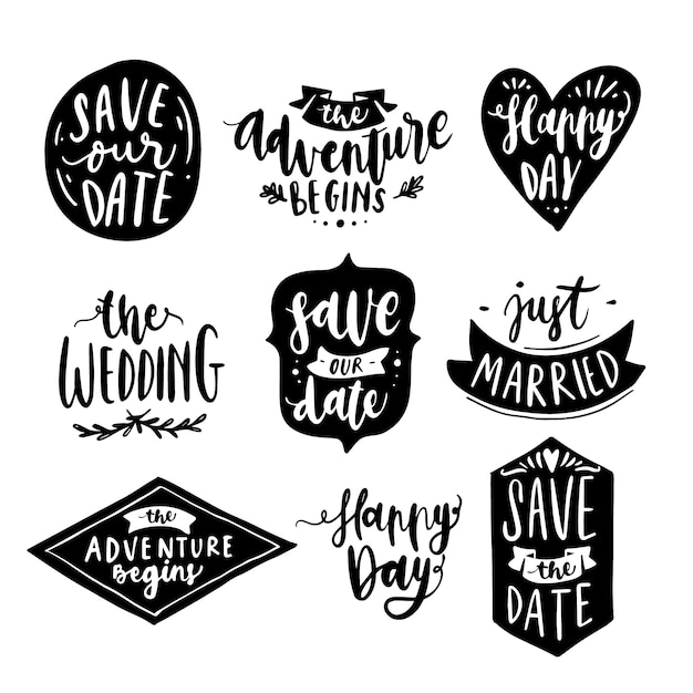 Free Vector save the date lettering collection