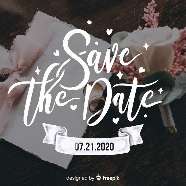 Save the date lettering on wedding image