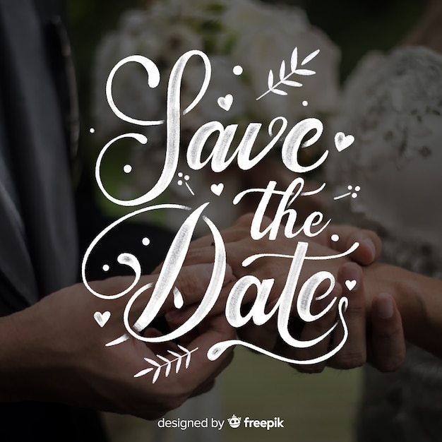 Save the date lettering on wedding image