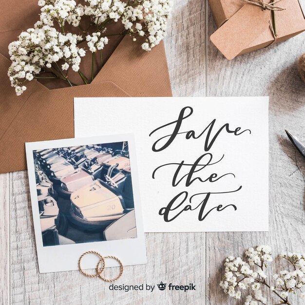 Save the date lettering with photo