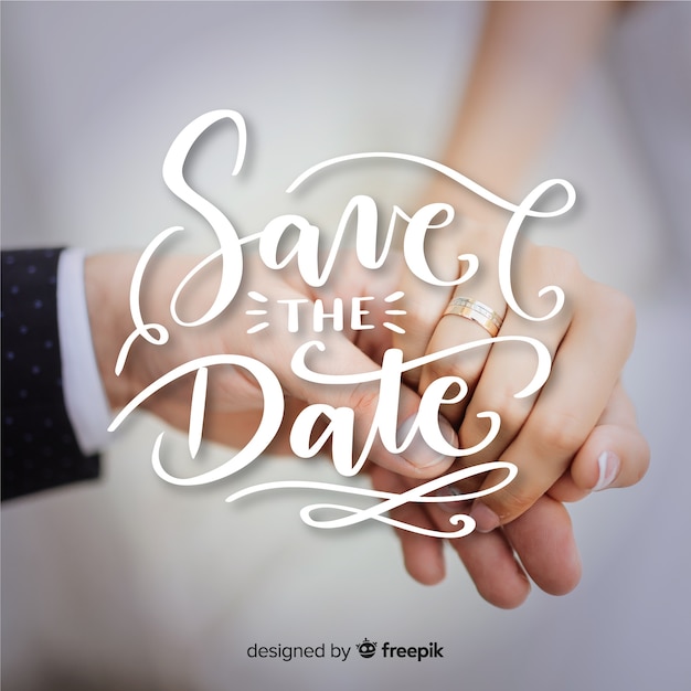 Save the date lettering with photo