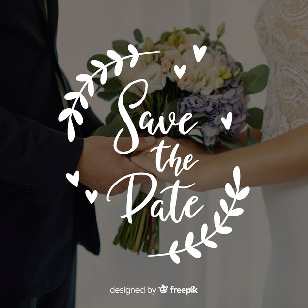 Save the date lettering with photo