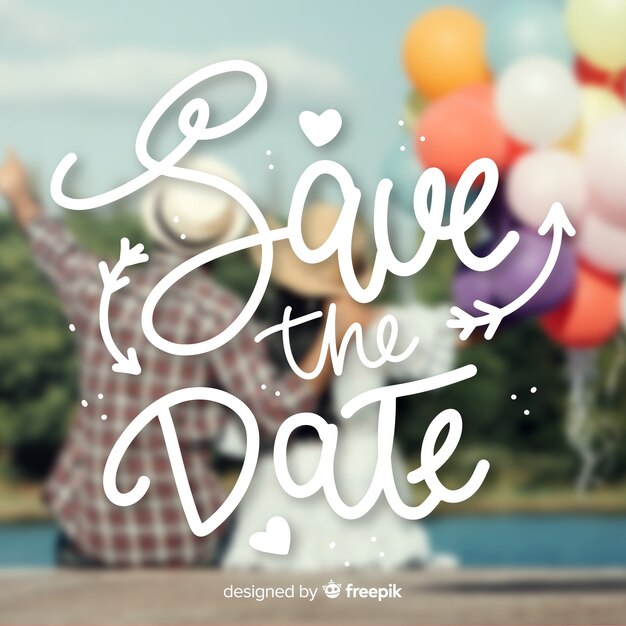 Save the date lettering with photo