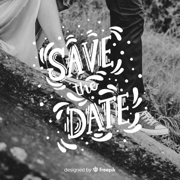 Free Vector save the date lettering with photo