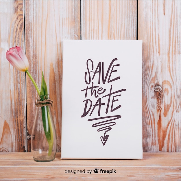 Free Vector save the date lettering with photo