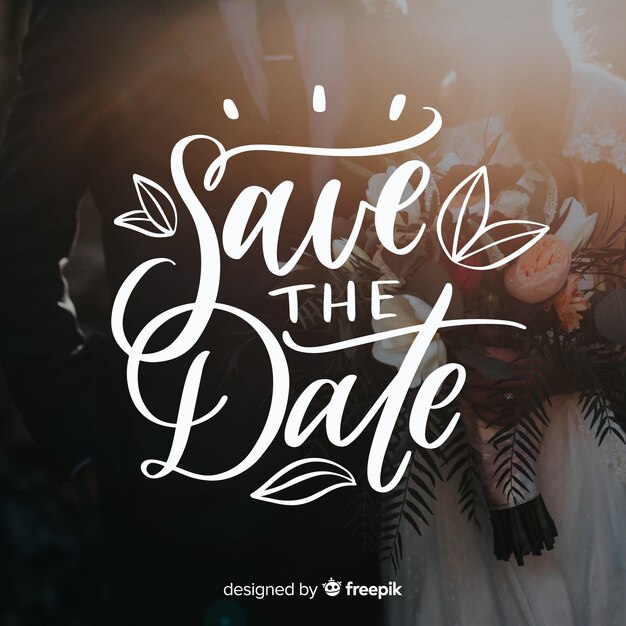 Save the date lettering with photo