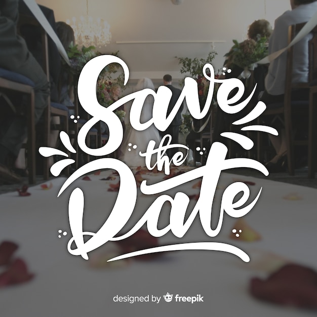 Save the date lettering with photo