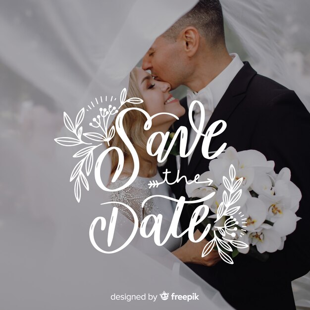 Save the date lettering with photo