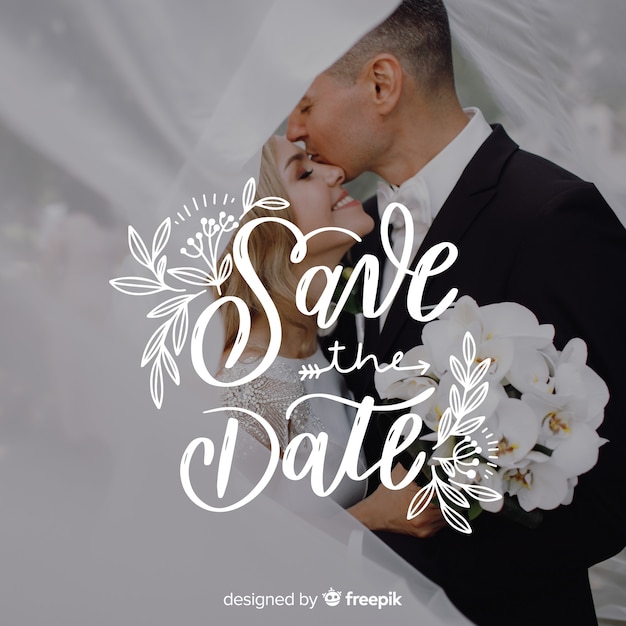 Save the date lettering with photo