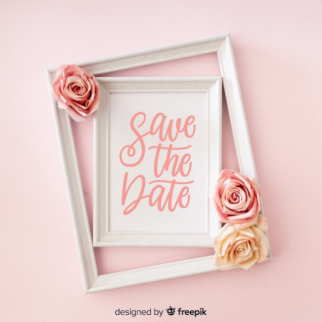 Free Vector save the date lettering with photo