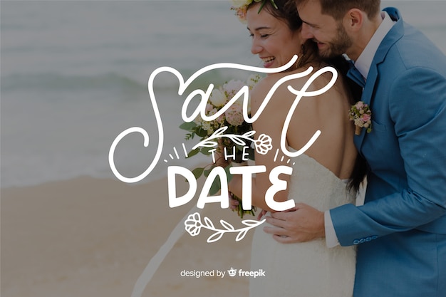 Save the date lettering with photo