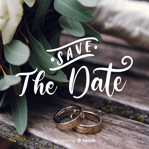 Save the date lettering with photo