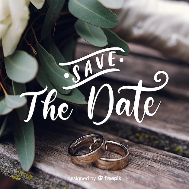 Save the date lettering with photo