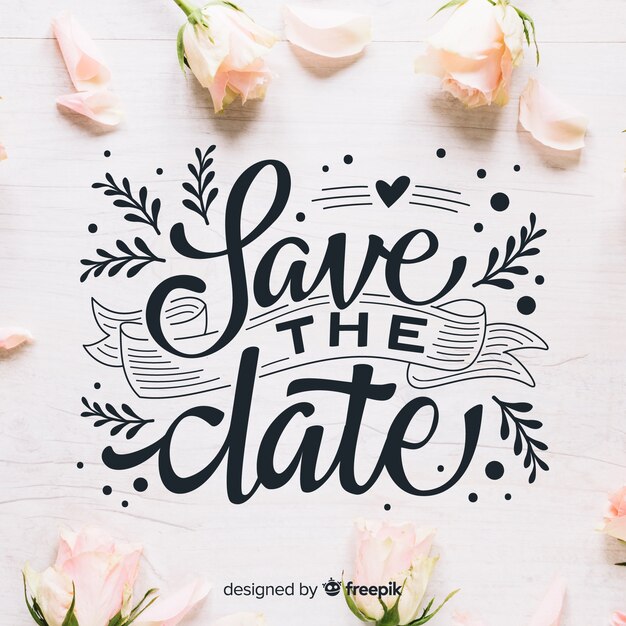 Save the date lettering with photo