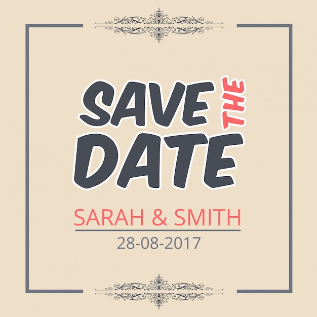 Save the date template with creative lettering