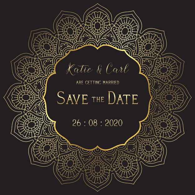 Free Vector save the date wedding card with elegant mandala 