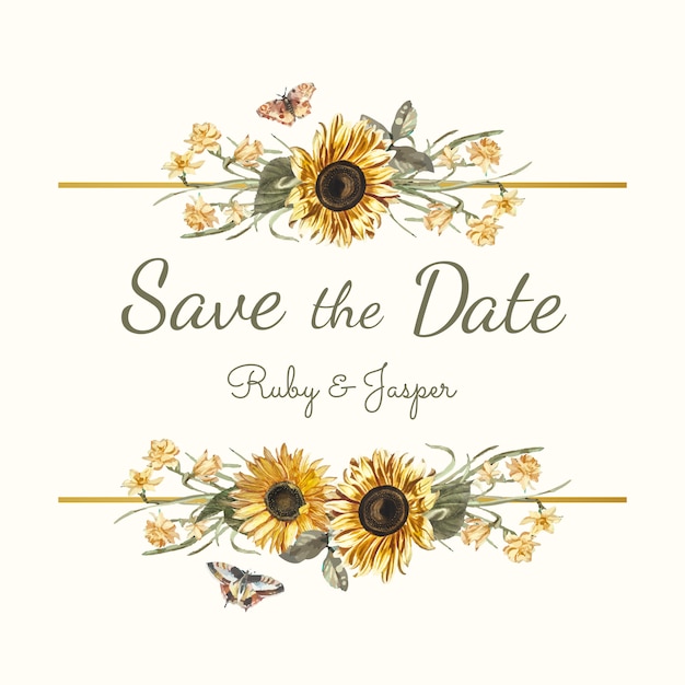 Free Vector save the date wedding invitation mockup vector