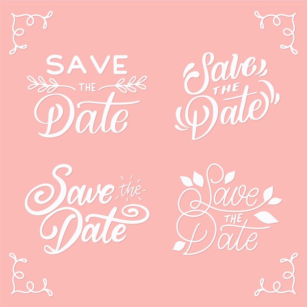 Save the date wedding lettering collection