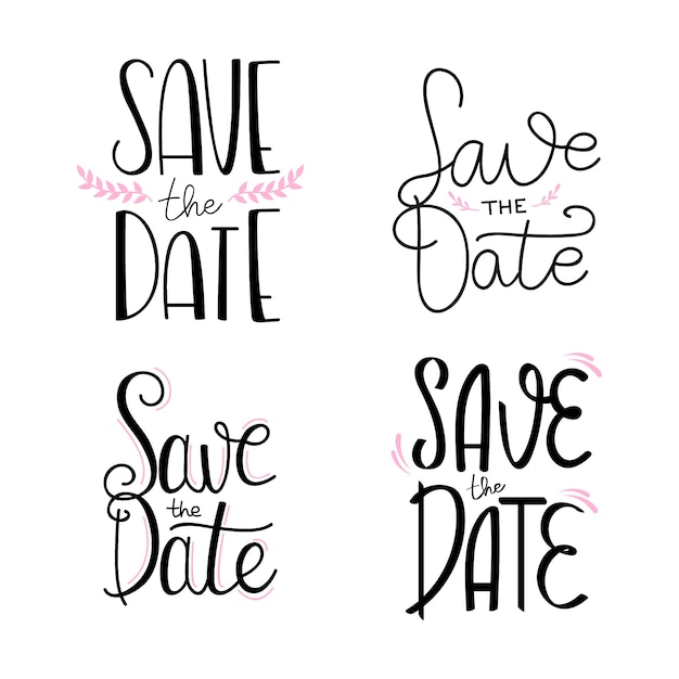 Save the date wedding lettering collection