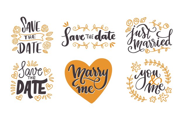 Save the date wedding lettering collection