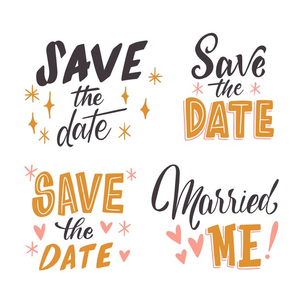 Save the date wedding lettering collection