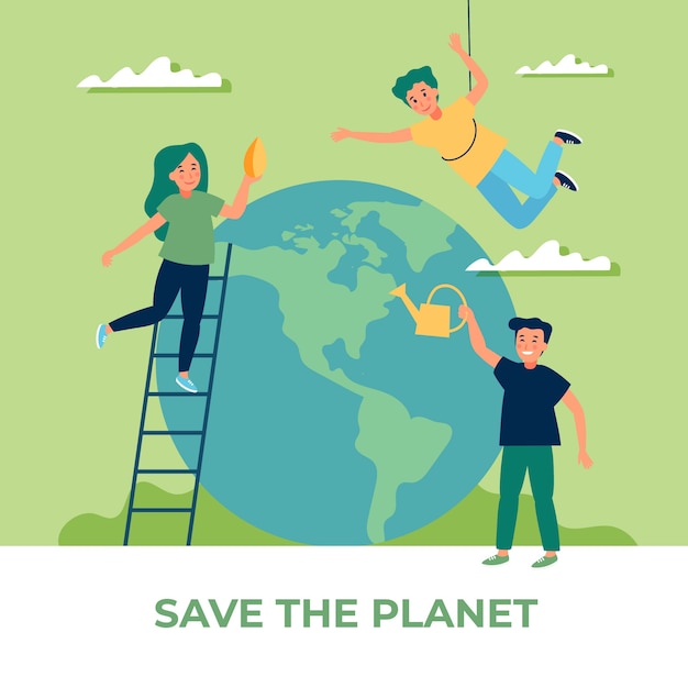 Save the planet concept and people