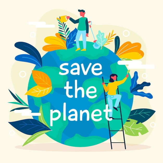 Save the planet concept with earth and nature