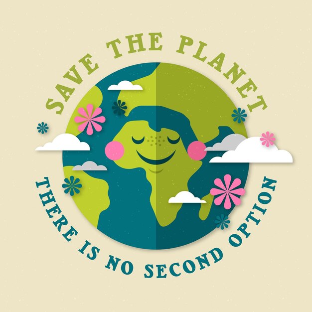 Save the planet concept with earth smiling