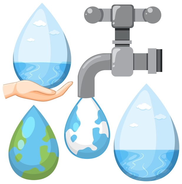 Free Vector save the planet concept with earth in water drop shape