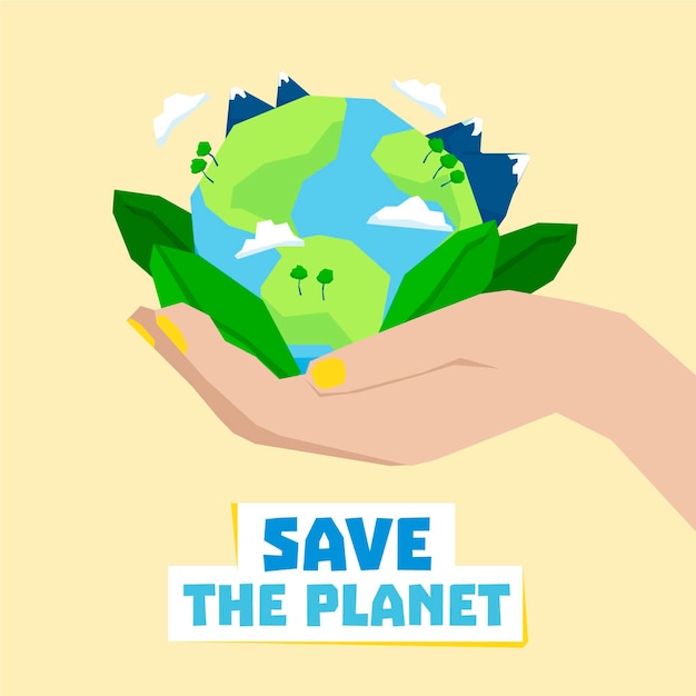 Save the planet concept with hand holding earth