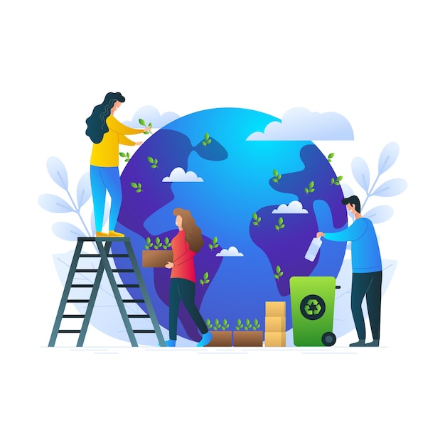 Free Vector save the planet concept