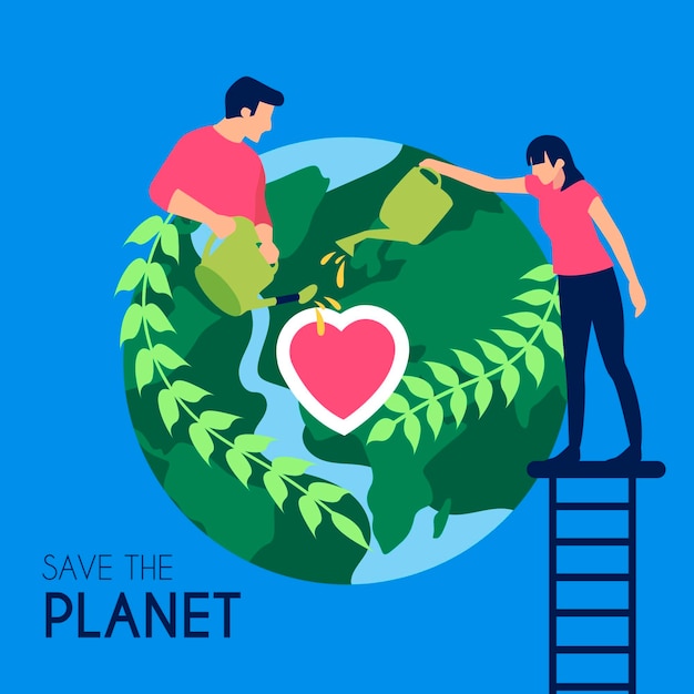 Free Vector save the planet concept