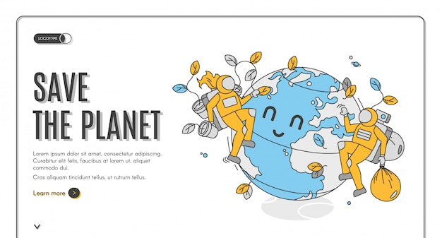 Free Vector save the planet hand drawn banner