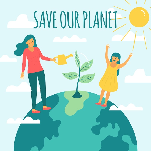 Save the planet illustration design