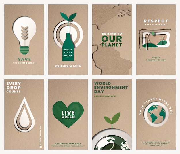 Free Vector save the planet templates vector for world environment day campaign set